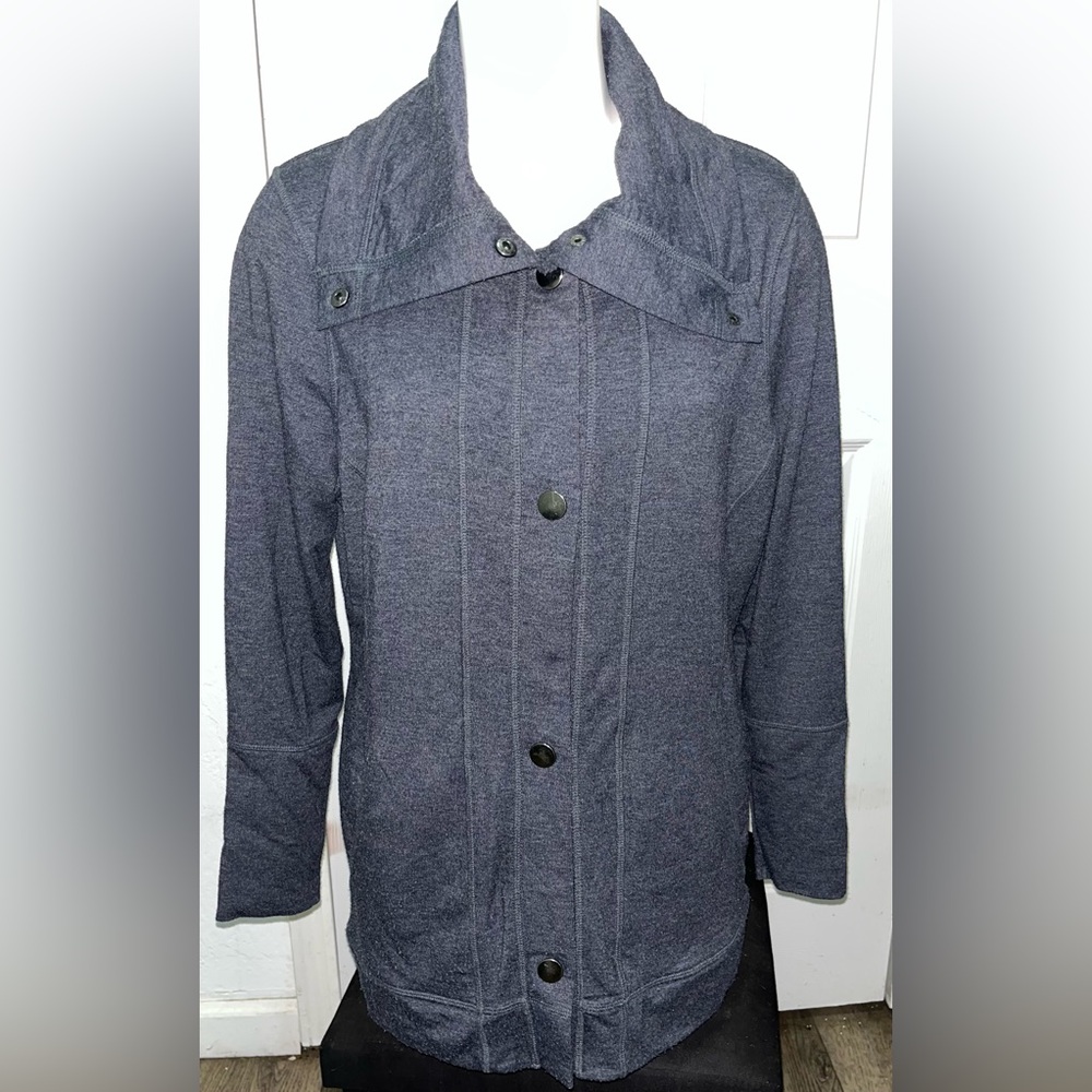 Free Country Women's Cardigan “Agate Blue" Snap Front Long Sleeve XL